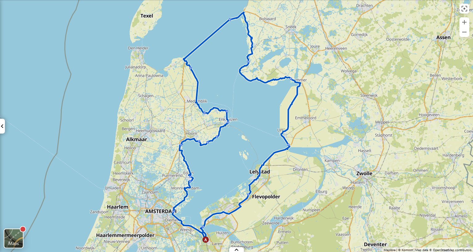 Google Maps view of the route
